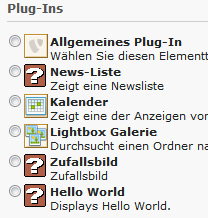 Das Plugin »Hello World« erscheint in der Inhaltselemente-Liste.