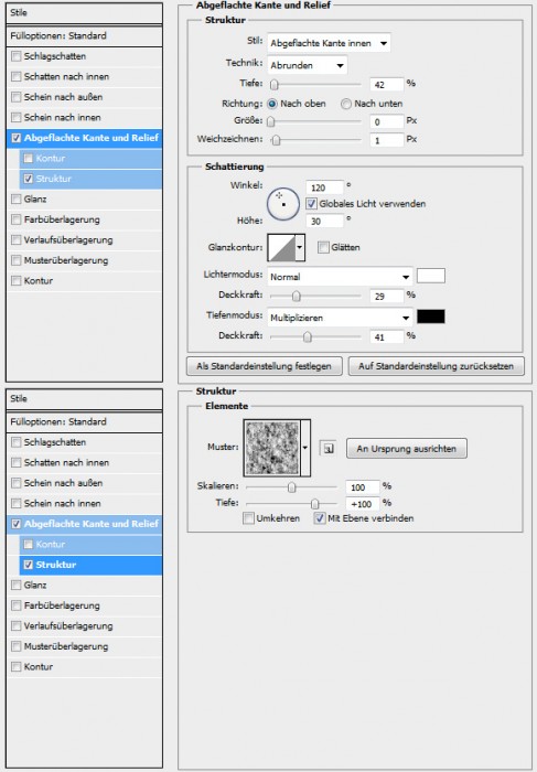 Diese Effekte wenden wir auf die Ebenen an.