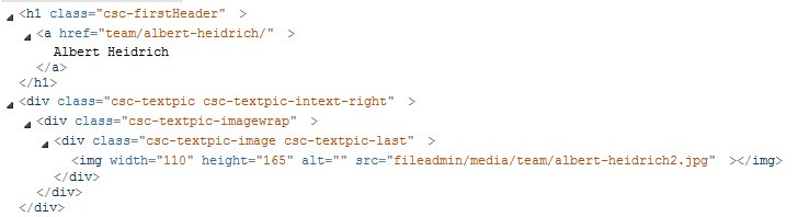 Mit dieser HTML-Struktur werden Bildelemente in Typo3 standardmäßig ausgeben.